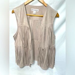 Nordstrom Artisan NY Women Large  Beige Fringe Vest